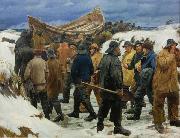 Michael Ancher The Lifeboat is Taken through the Dunes Sweden oil painting artist